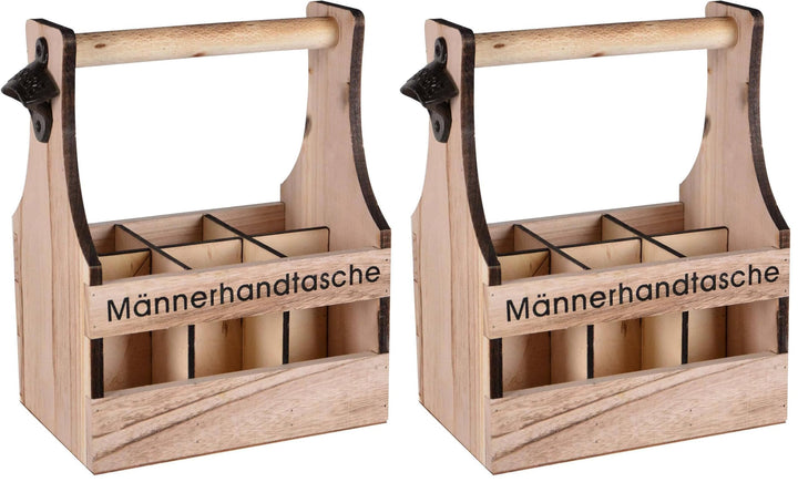 UNUS Home Männerhandtasche Bier, Flaschenträger aus Holz für 6 Flaschen, Bierträger mit Flaschenöffn