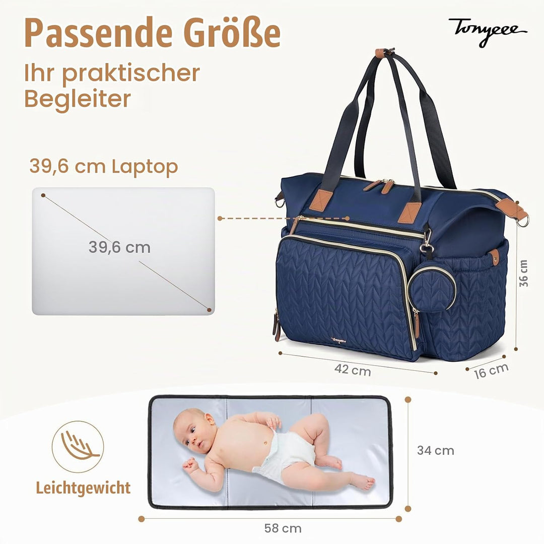 Wickeltasche mit Schnullertasche und Wickelunterlage, Wickelrucksack Multifunktions-Babytasche für G