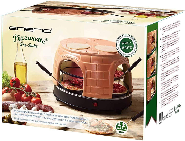Emerio Pizzaofen, PIZZARETTE das Original, handgemachte Terracotta Tonhaube, patentiertes Design, fü