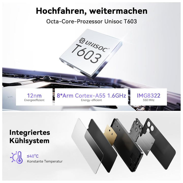 OSCAL Flat 2C Handy Ohne Vertrag Android 14, 6GB+64GB/2TB TF, Octa-Core 6,56" HD+, 5000mAh Akku, 13M