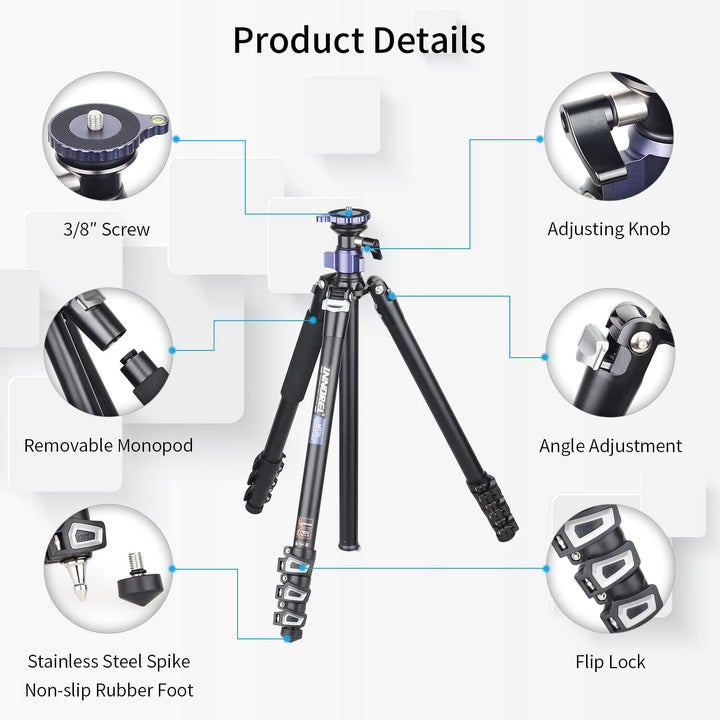 INNOREL MT70 Professionelles, multifunktionales, kompaktes Videostativ mit Fast Flip Buckle 360-Grad