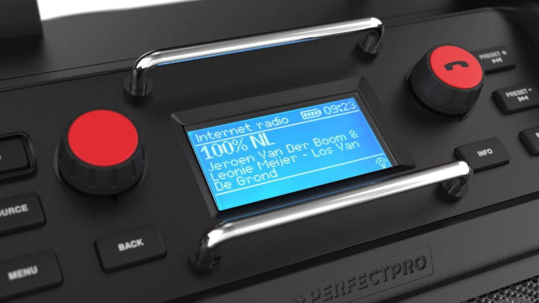 PerfectPro Baustellenradio ROCKPRO, DAB+ und UKW-Empfang, Bluetooth, Inklusive Ladegerät und Lithium