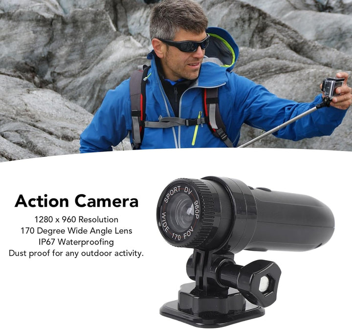 Luocute Sport-DV-Action-Kamera-Camcorder, 1280 X 960, 170 Grad Weitwinkel, IP67 Wasserdicht, Tragbar