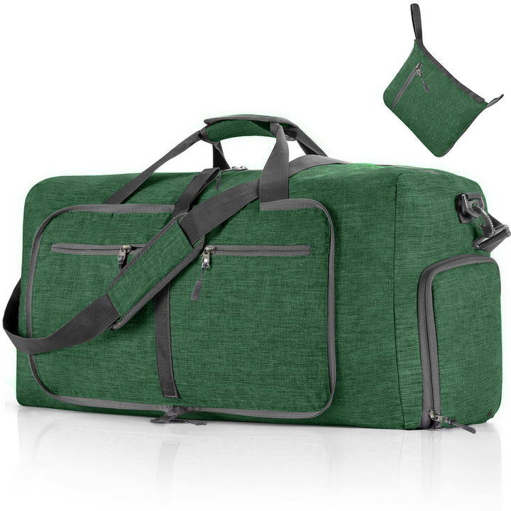 Vomgomfom 115L Reisetasche mit Schuhfach, Grosse Falttasche für Camping, Reisen, Fitness, Dunkelgrün