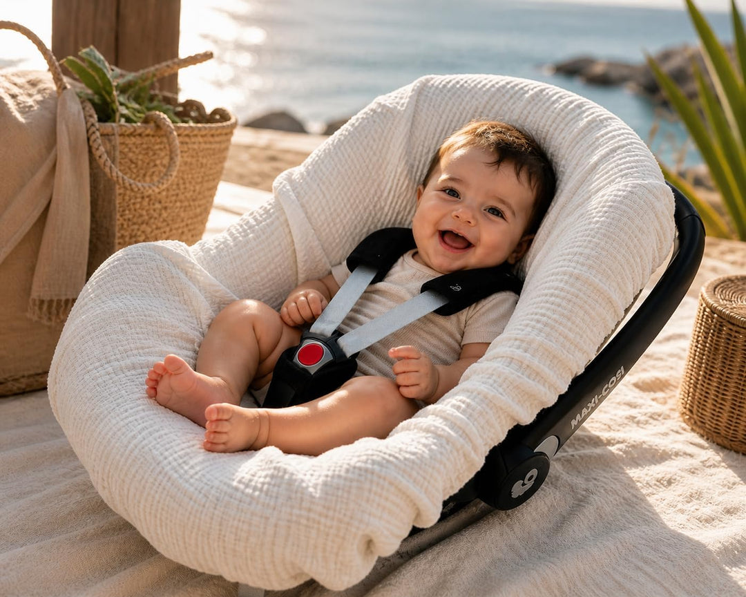 BEZUG Babyschale Sommer Sommerbezug Universal 100% Musselin Baumwolle Schonbezug Babyschalebezug (MU