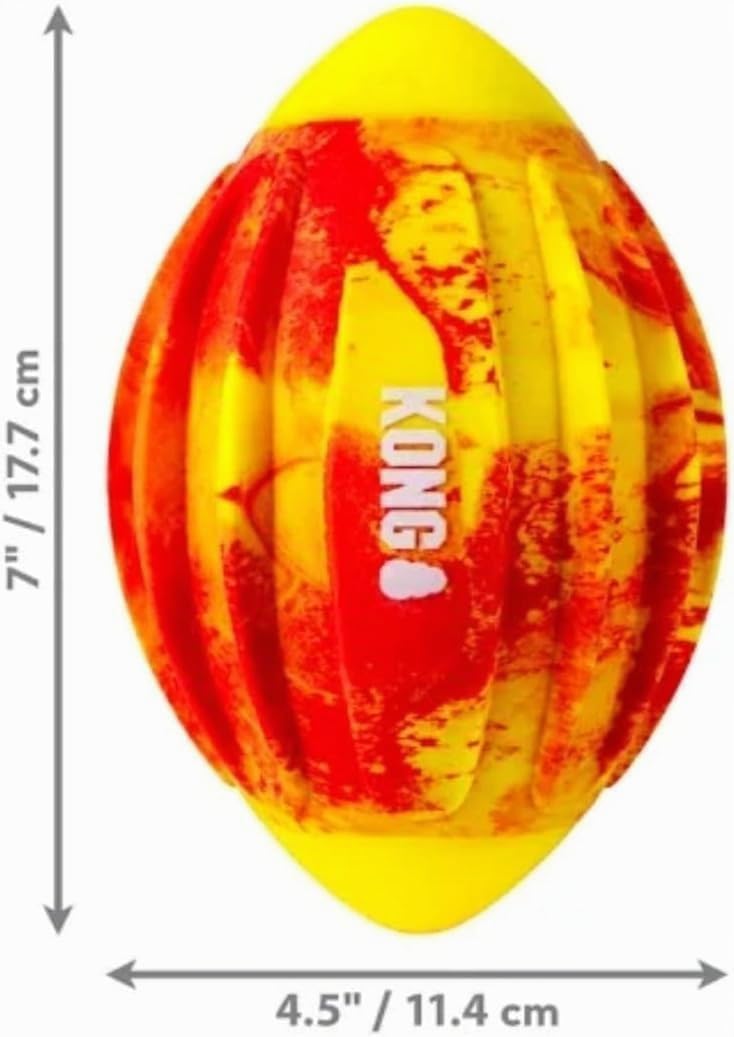 Kong Sport FlexBall - strapazierfähiges, springendes Spielzeug mit Quietscher und Easy-Grip Rippen f