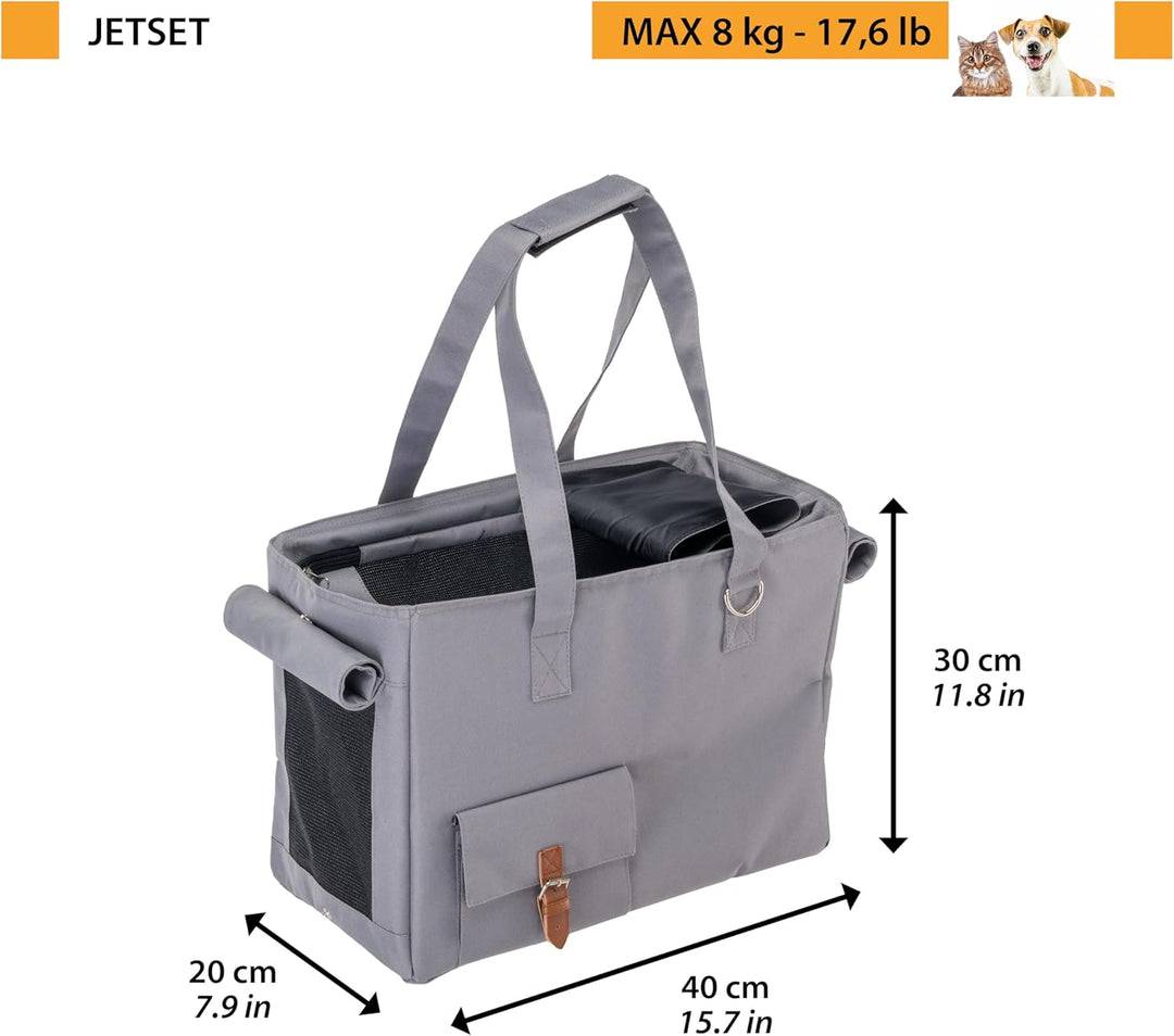 Ferplast Hundetasche Jetset, Tansportbox Katze, Hundebox, Sicherheitsgurt, Max 12 kg, 40 x 20 x H 30