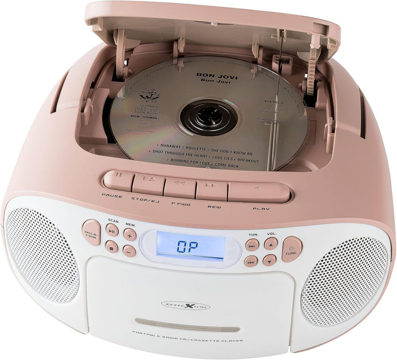 Reflexion RCR2260 CD-Player mit Kassette und Radio für Netz- und Batteriebetrieb (PLL UKW-Radio, LCD