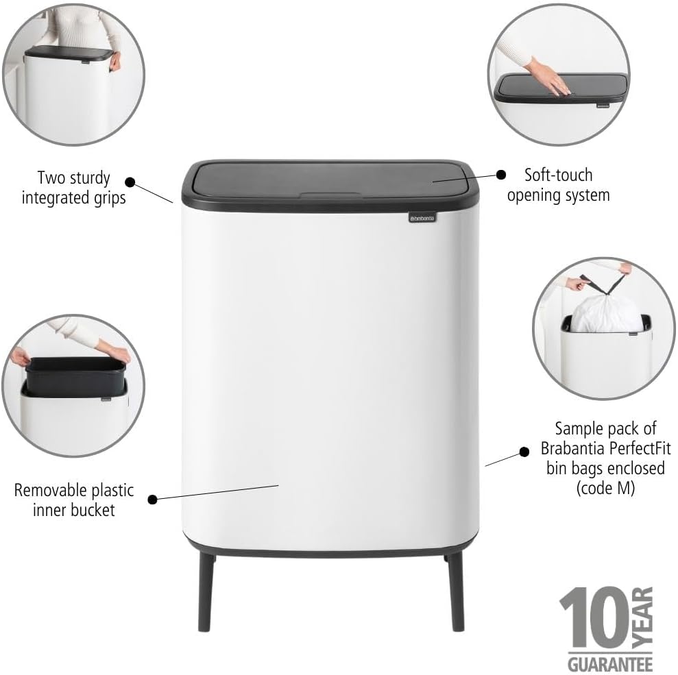 Brabantia 130205 Mülleimer, Weiss, 60 liter