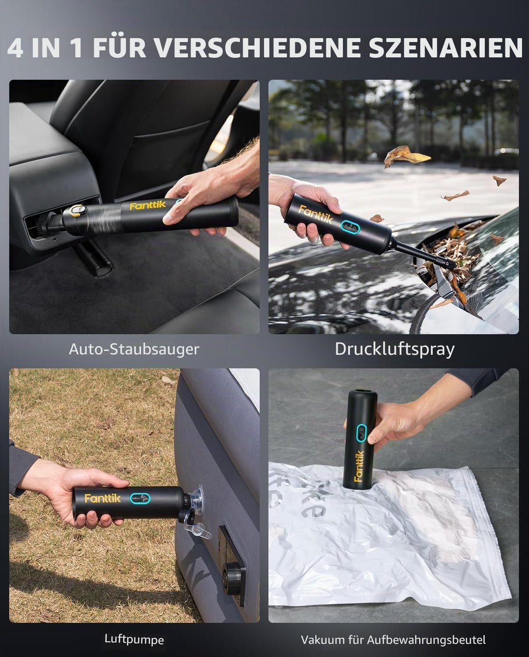 Fanttik Slim V8 Apex Akku-Autostaubsauger Slim V10 Apex Kabelloser 4-in-1 Auto & Mini-Handstaubsauge
