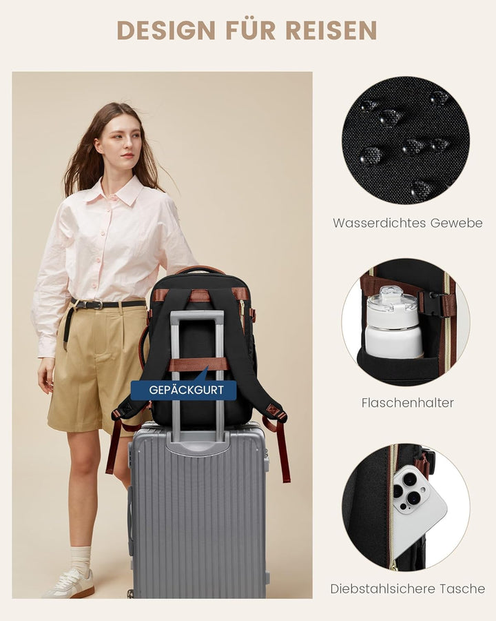 LOVEVOOK Handgepäck Rucksack, 17.3 Zoll Rucksack Handgepäck Flugzeug, Gross Reiserucksack Damen Spri