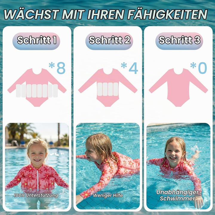 Badeanzug Baby Mädchen mit Floatation Kleinkind Schwimmtraining Hilfe Schwimmende Badeanzug Langarm