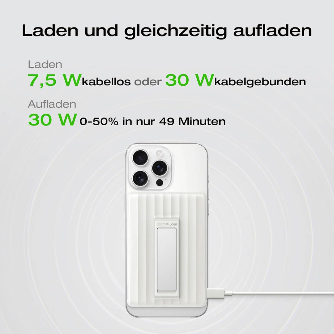 EcoFlow Magsafe Power Bank 10000mAh 30W USB C Laden, Magnetische Powerbank 7,5 W, Magnetic Wireless
