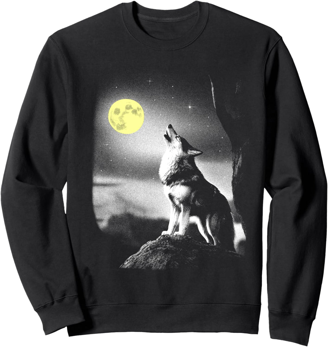 Cooler Wolf der unter einem Sternenhimmel den Mond anheult Sweatshirt