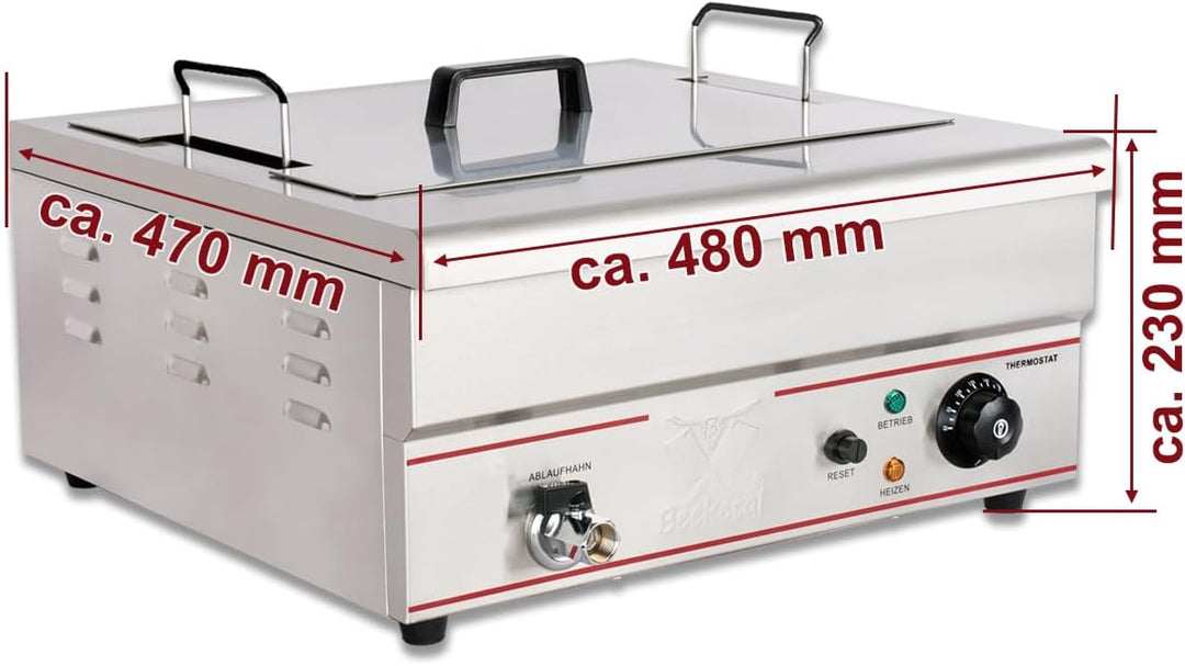 Beeketal 'BWF-181' Profi Gastronomie Kaltzonen Fritteuse/Fettbackgerät (18l Volumen für max. 13l Öl)
