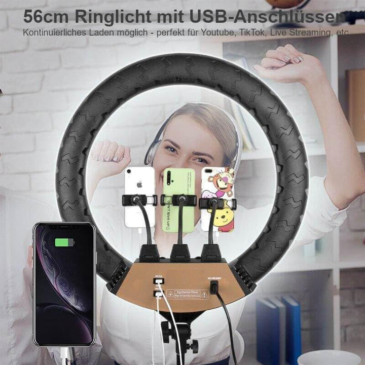 Luminate 56cm / 22 Zoll Ringlicht mit Stativ für professionelle, grossflächige Beleuchtung, Werbevid
