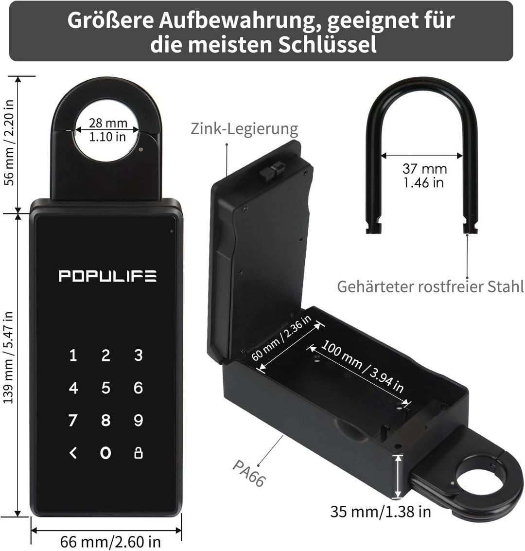 Populife WiFi-Schlüsseltresor mit Gateway, Fernsteuerung für Smart Schlüsselsafe, Drahtloses Schlüss