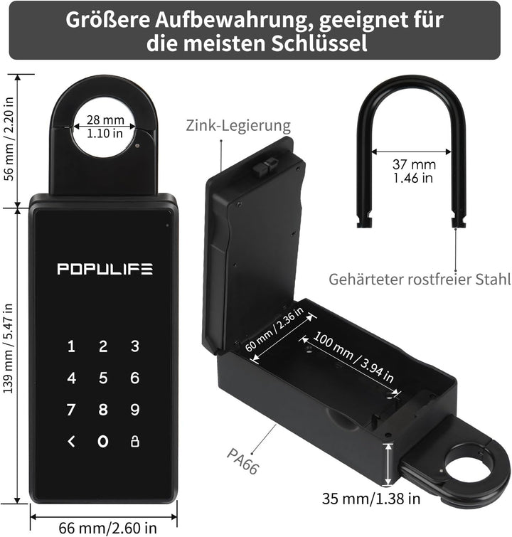Populife WiFi-Schlüsseltresor mit Gateway, Fernsteuerung für Smart Schlüsselsafe, Drahtloses Schlüss