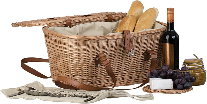 Picknickkorb aus Weide XXL Weidenkorb mit dem Deckel grosser Aufbewahrungskorb für Obst und Gemüse P