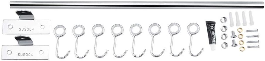 Wandmontierte Schiene Rack Wandhaken Metall Haken Edelstahl Kleiderbügel mit Schiebehaken Utensil Ha