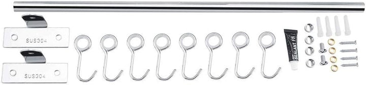 Wandmontierte Schiene Rack Wandhaken Metall Haken Edelstahl Kleiderbügel mit Schiebehaken Utensil Ha