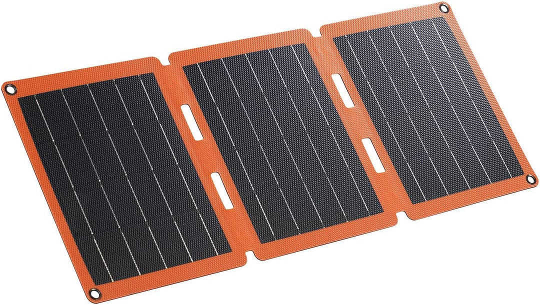 revolt Solar Panel USB: 21-Watt-Solarpanel-Ladegerät, USB-C/-A, je 2,4 A, faltbar, IP65, ETFE (Solar