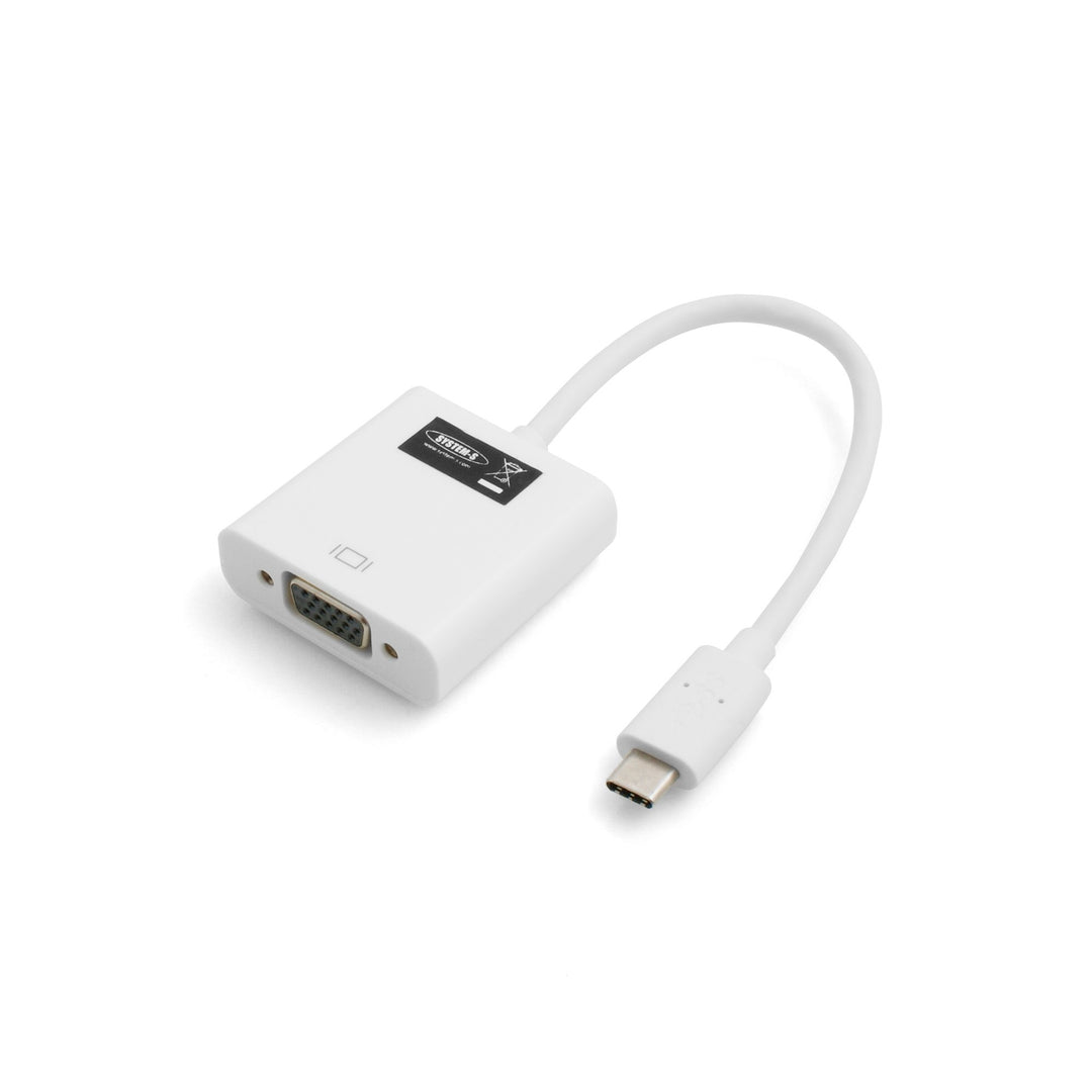 System-S USB 3.1 Type C Male zu VGA Out Female Adapter Kabel Konverter 15 cm weiss