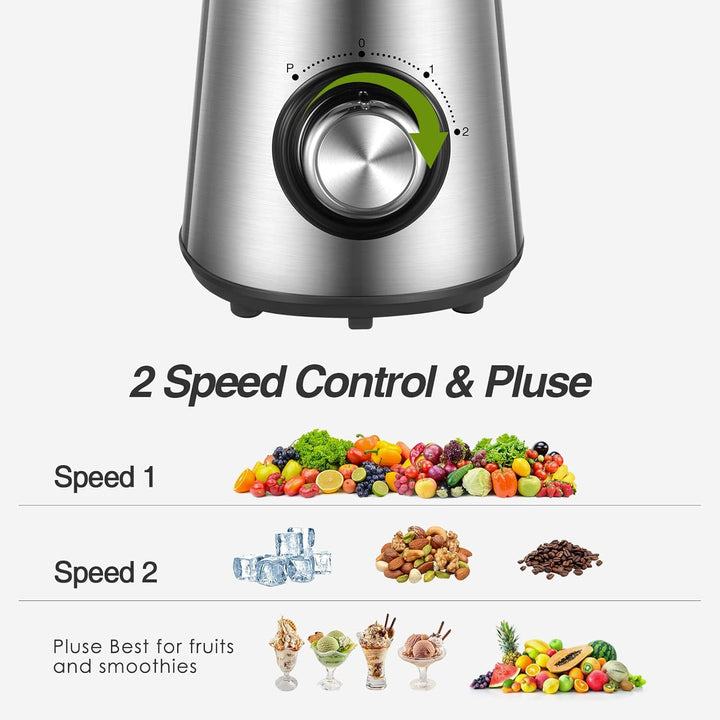 CCN Standmixer 500W Energie Smoothie Maker mit 1,5L Hitzebeständiger Glasbehälter, Blender mit Ice C