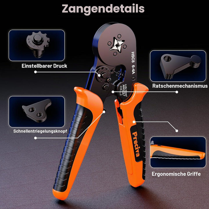 Preciva Crimpzange Set Aderendhülsen Set für 0,25-10 mm² mit 1280 Stück Aderendhülsen, Crimpzangen,