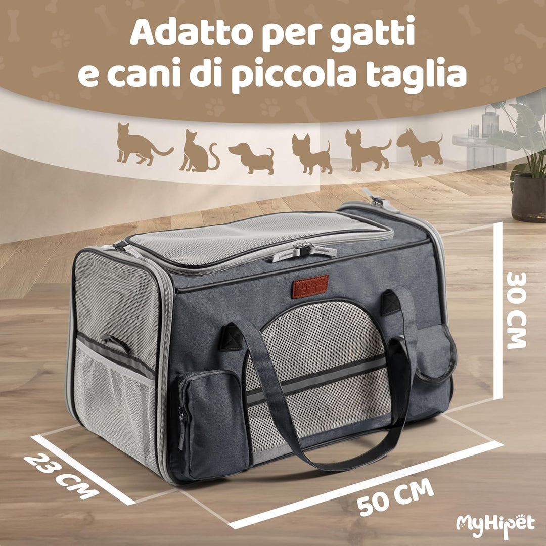 Transportbox für Katzen und Hunde, gross, aus 300D Oxford-Gewebe, ideal auch für Flugreisen – Grösse