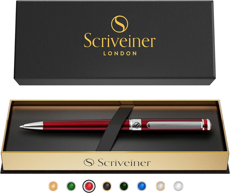 Scriveiner Kugelschreiber Deep Crimson Red - Hochwertiger Design Kugelschreiber in Purpurrot mit Chr