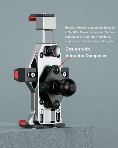 BRCOVAN Aluminiumlegierung Motorrad Handyhalterung mit Vibrationsdämpfer und Sicherheitsschalter, Ei