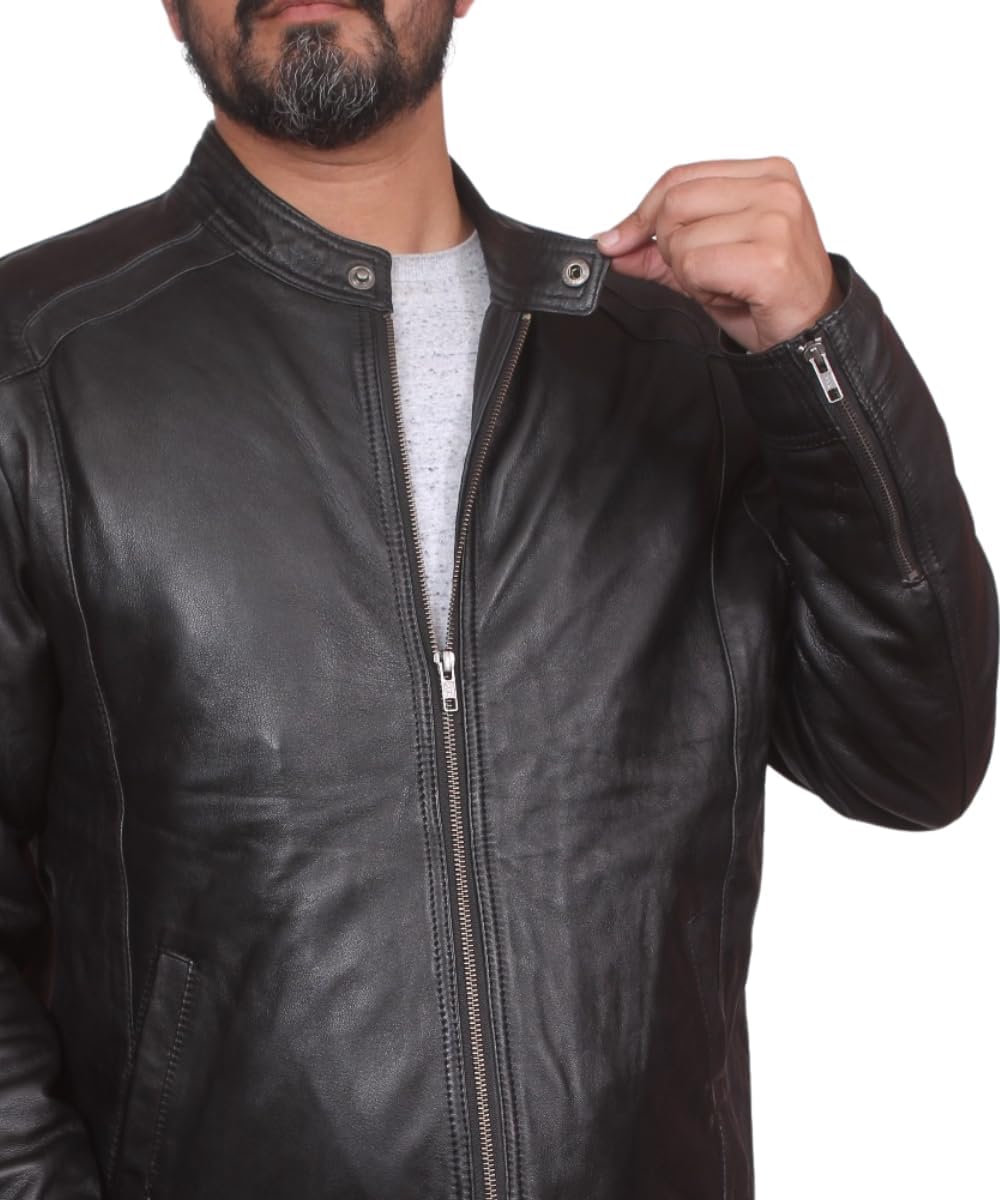 West clever Herren-Lederjacke, 100% echtes weiches Schafsleder, Herrenjacken, Jungen-Winterjacke, He