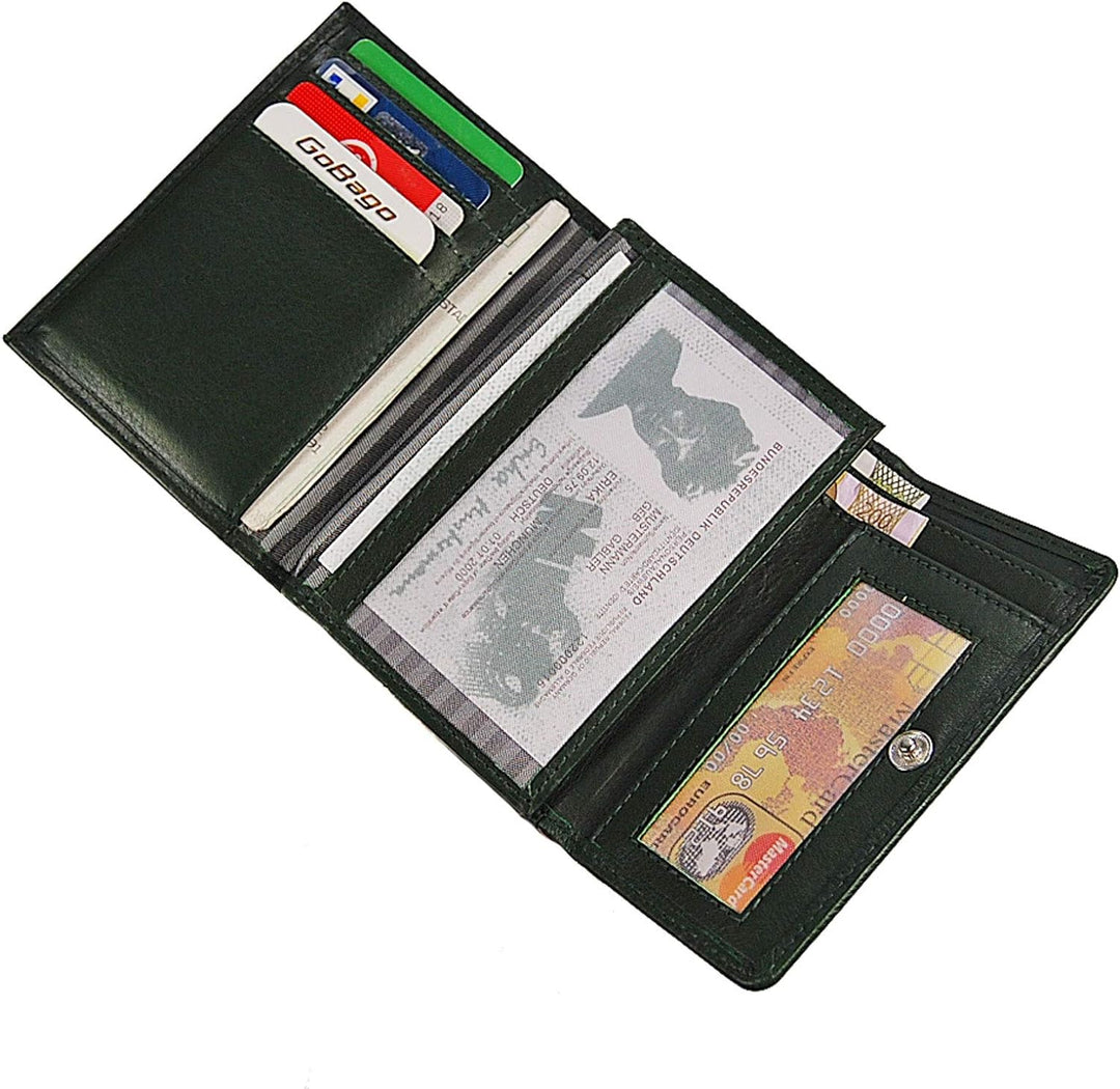 Branco Damen Geldbörse Leder 6 Farben, Portemonnaie Geldbeutel mit Metall Bügel, Knipser (Grün), Grü