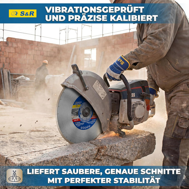 S&amp;R Diamanttrennscheibe 450 x 25,4 mm, Industrie-Qualität, Trennscheibe doppelte Standzeit in Naturs