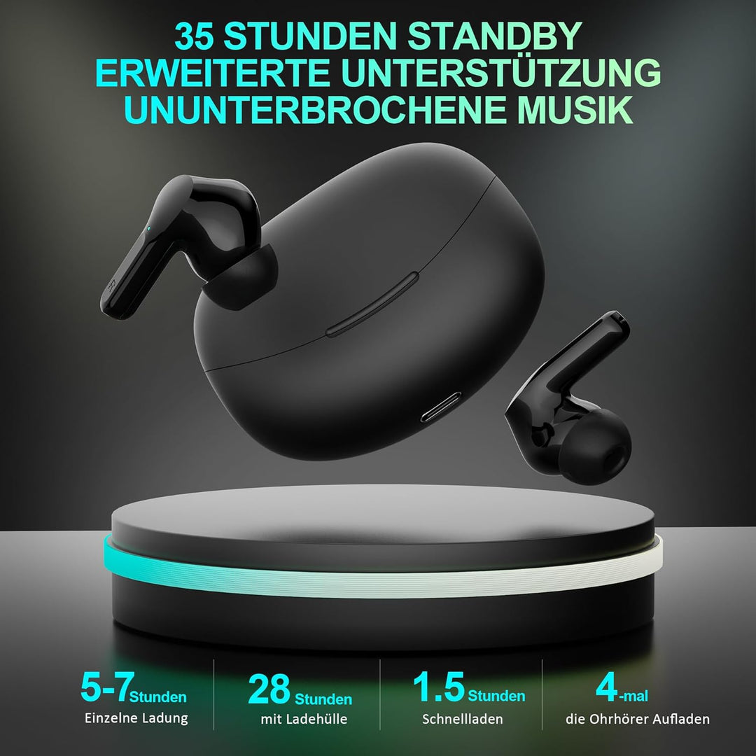 Bluetooth Kopfhörer Kabellos in Ear - Bluetooth 5.3 Hi-Fi Stereo Deep Bass Kabellose Kopfhoerer Nois