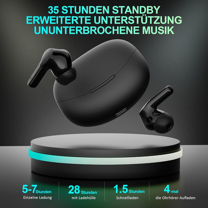 Bluetooth Kopfhörer Kabellos in Ear - Bluetooth 5.3 Hi-Fi Stereo Deep Bass Kabellose Kopfhoerer Nois