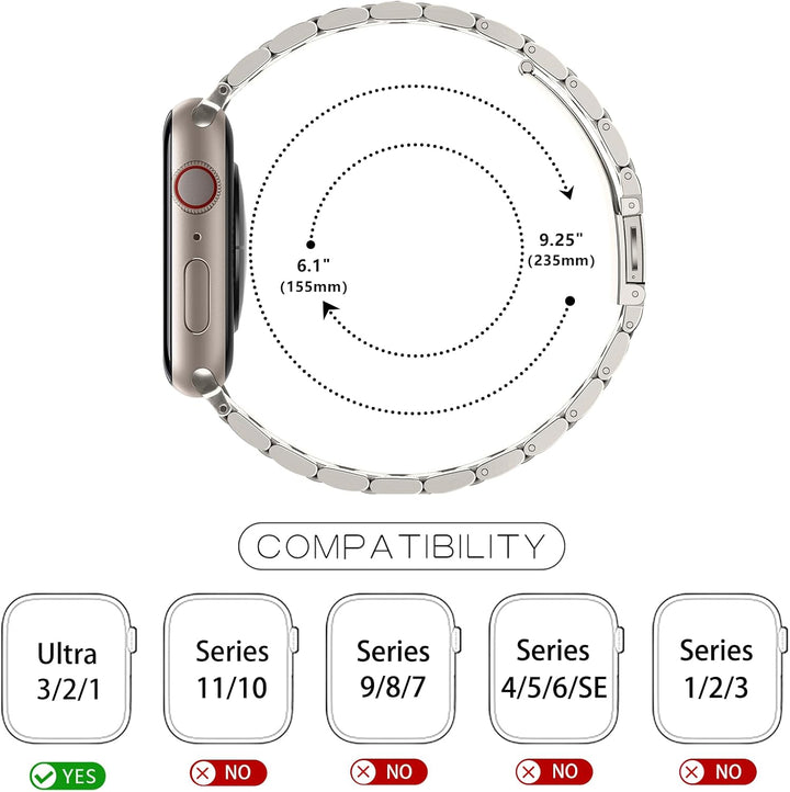 Tasikar Armbänder Kompatibel mit Apple Watch Ultra Ultra 2 49mm Prämie Edelstahl Metallarmband Kompa