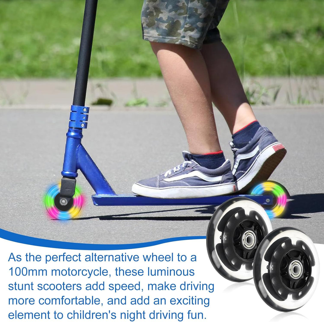 4 Stück Leuchtende Stunt Scooter Rollen, 80mm Leuchtende Stunt Scooter Roller Räder, Led Ersatzräder