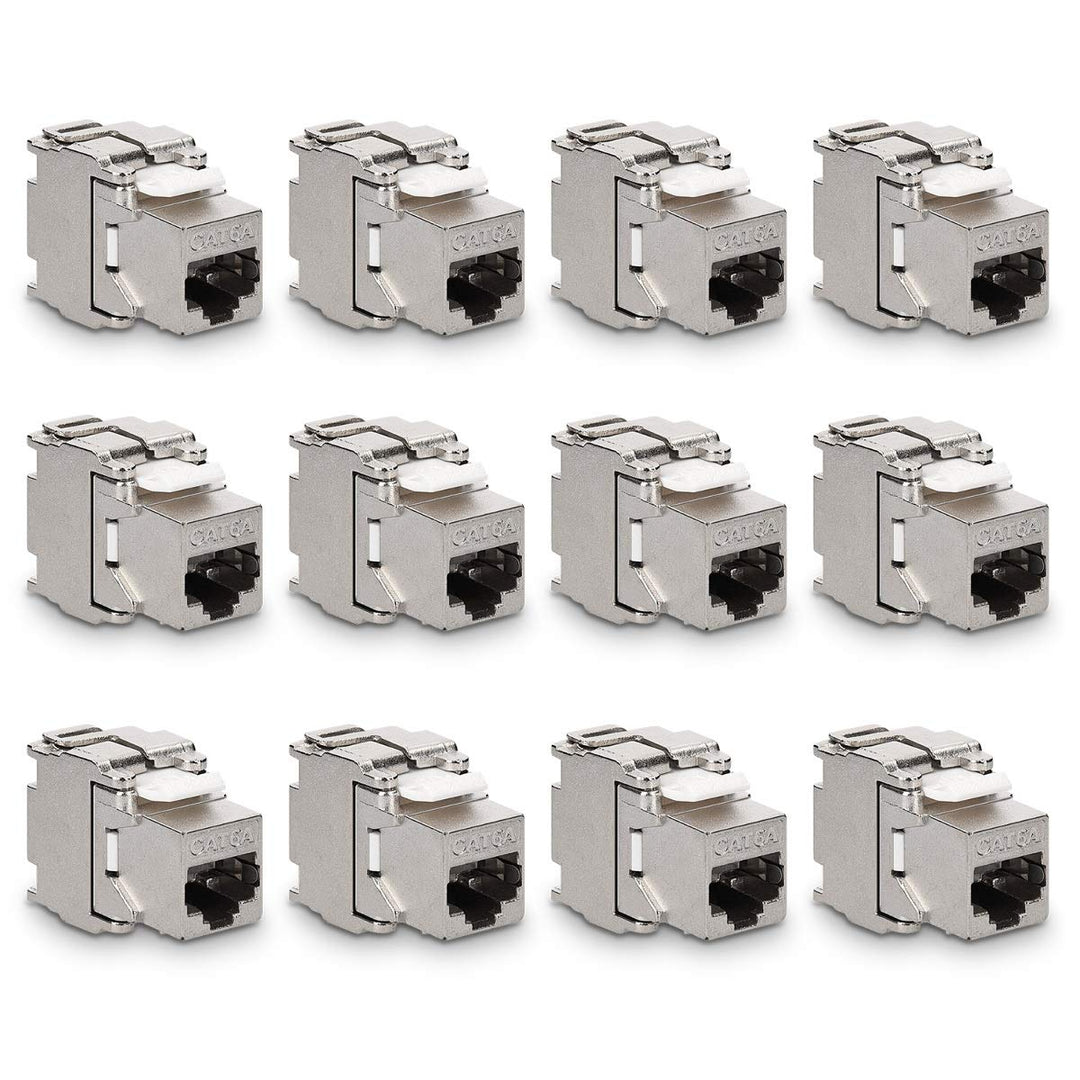 kwmobile 12x Keystone Modul für CAT 6A Kabel - 10 Gbit/s geschirmt Metall Gehäuse Schnappverschluss