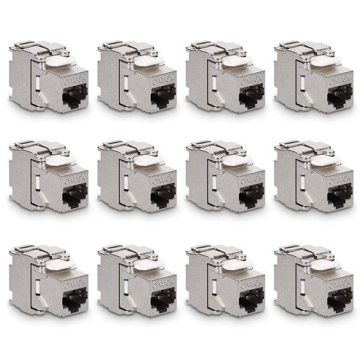 kwmobile 12x Keystone Modul für CAT 6A Kabel - 10 Gbit/s geschirmt Metall Gehäuse Schnappverschluss