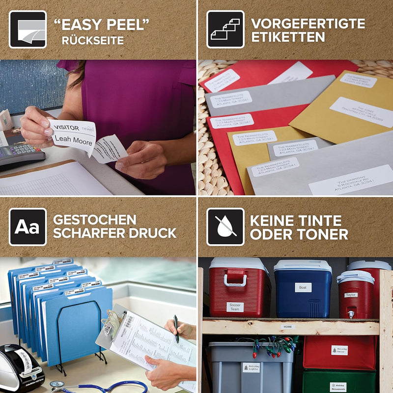 DYMO Original LabelWriter Hochleistungs-Etiketten | 59 mm x 102 mm | weisses Kunststoff-Etikett | Ro