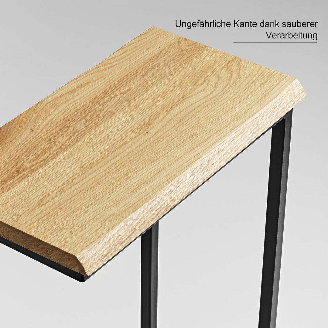 BestLoft® Beistelltisch San Jose Laptoptisch (Gestell schwarz+Platte hell MIT Baumkante), Gestell Sc