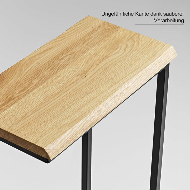 BestLoft® Beistelltisch San Jose Laptoptisch (Gestell schwarz+Platte hell MIT Baumkante), Gestell Sc
