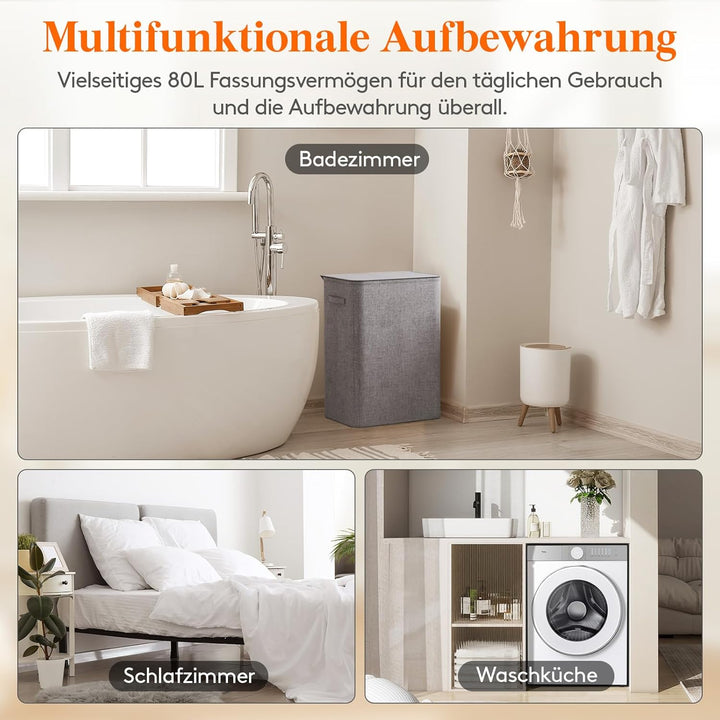 Lifewit 80L Pfandflaschen Sammelbehälter mit Deckel, faltbar und wasserdicht mit Griffen, Gross Flas