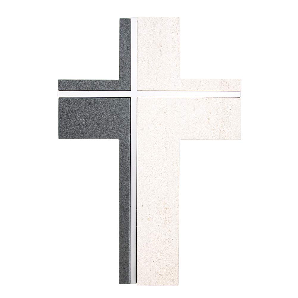 Fritz Cox Steinkreuz FAITH Edelstahl mit Marmor- und Schieferoptik 22x15cm 320063, 320063
