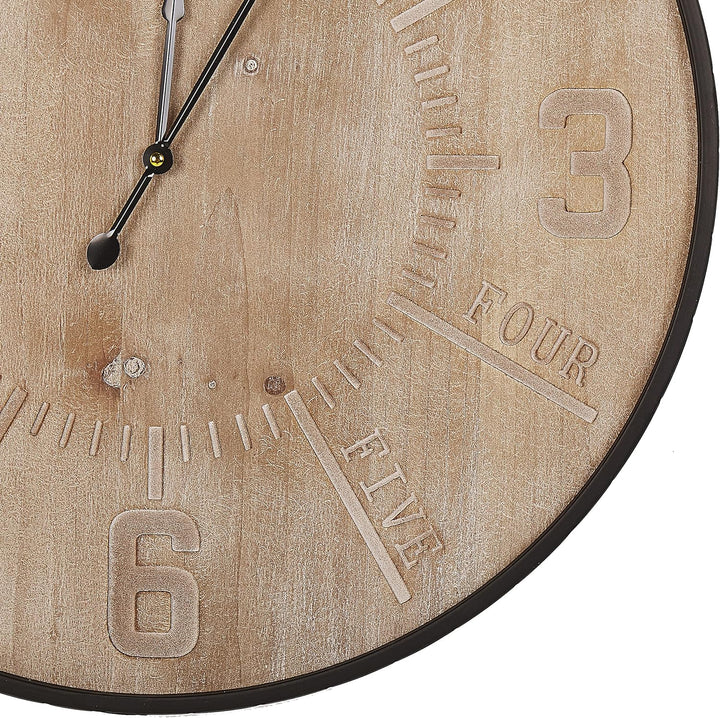 Wanduhr heller Holzfarbton ø 60 cm rund Dole