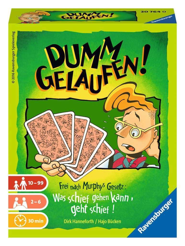 Ravensburger 20764 - Dumm gelaufen! Kartenspiel für 2-6 Spieler, fiktiver Mitspieler, Unterhaltung a