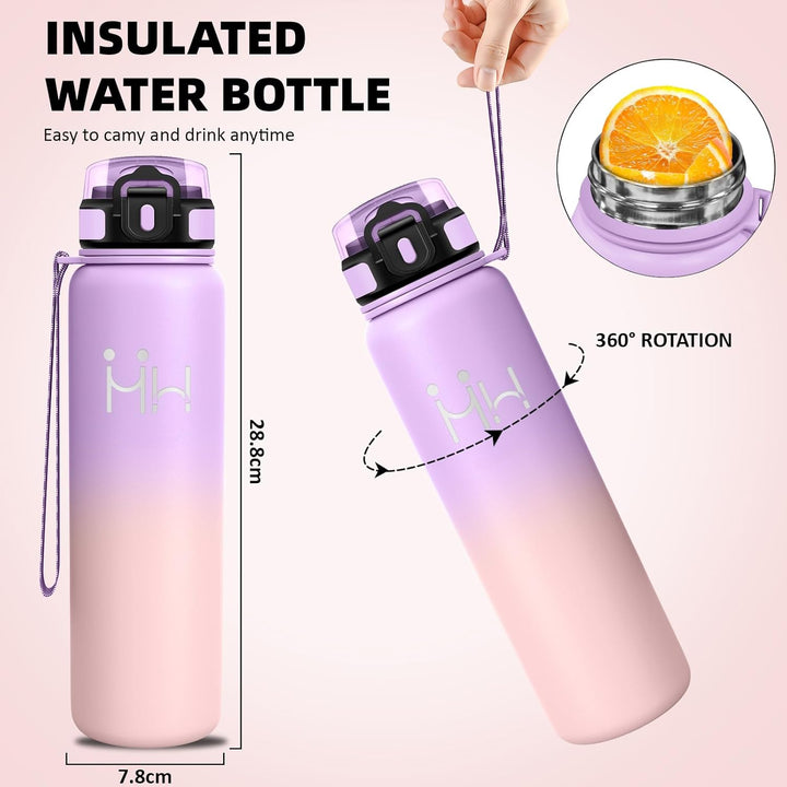 Thermosflasche 1l - Trinkflasche Edelstahl - Metall Trinkflasche - 100% Auslaufsichere - Thermosflas