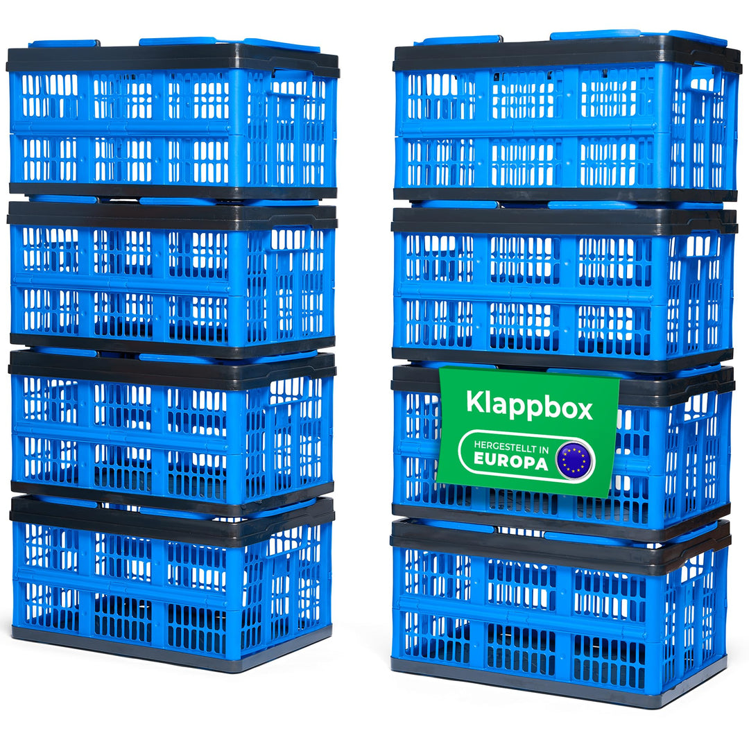 Novaliv Klappbox Blau 8er Set - 16L Faltkorb mit Henkeln - Vielseitiger Einkaufskorb - Praktische Au